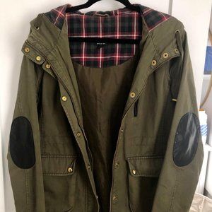 TOPSHOP Green Cargo Jacket with Leather Elbow Pads